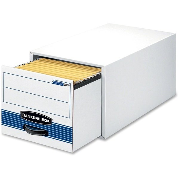 Bankers Box Stor/Drawer File, Ltr, 12-1/2"x23-1/4"x10-3/8", 6/CT, White/BE PK FEL00311